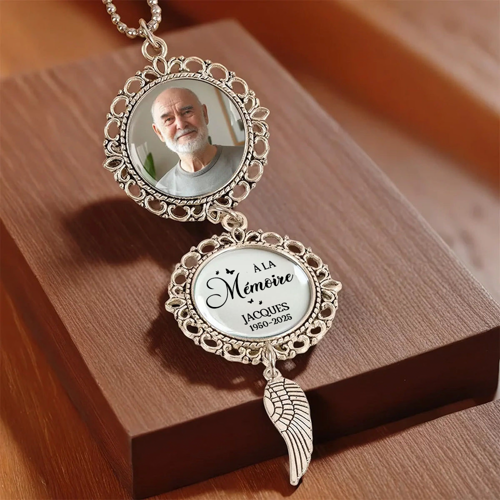 À la mémoire ... Pendentif en métal avec photo Cadeau de deuil