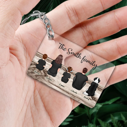 Porte-clés acrylique avec 1-10 membres de la famille