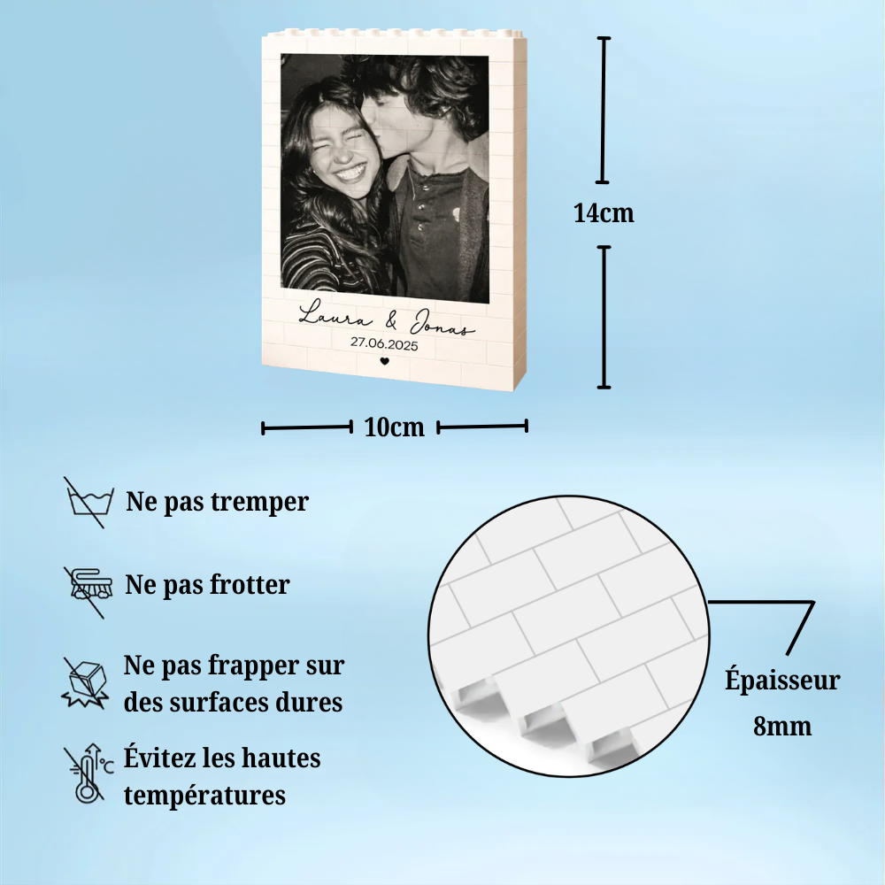 Puzzle personnalisé en briques avec photo pour couple