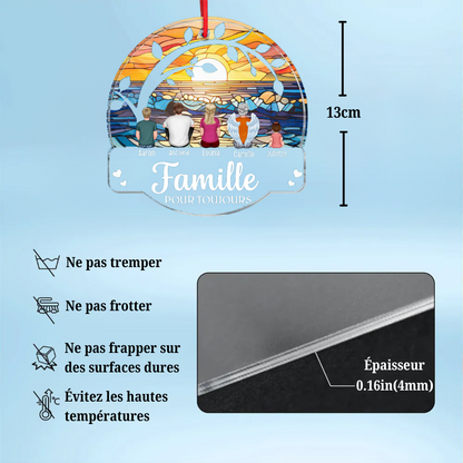 La famille sous les branches - Pendentif de Noël en acrylique Décoration personnalisée pour l'arbre de Noël