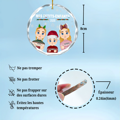 Pendentif en verre personnalisé avec 1 à 10 enfants Décoration de Noël pour grand-mère et grand-père