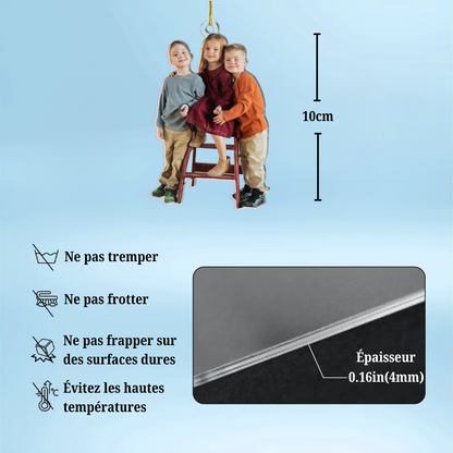 Ornement photo en acrylique – Décoration de Noël personnalisée pour la famille