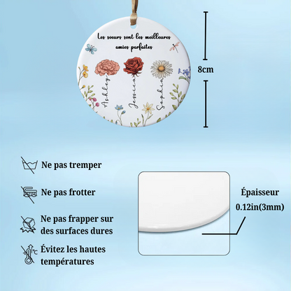 Ornement en céramique personnalisé – cadeau pour sœurs et meilleures amies