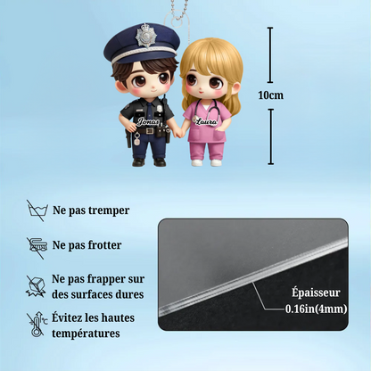 Porte-voiture en acrylique Couple en tenue professionnelle – Cadeau pour couple