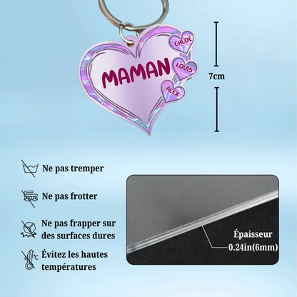 Coeurs Porte-clés personnalisé-Maman & Grand-mère 2-11 noms