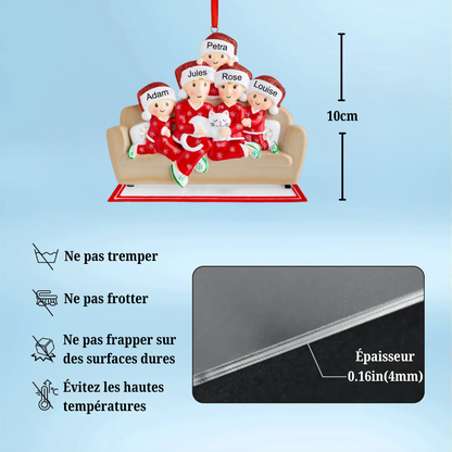 Famille avec chat-Décorations de Noël personnalisées avec 2-6 noms