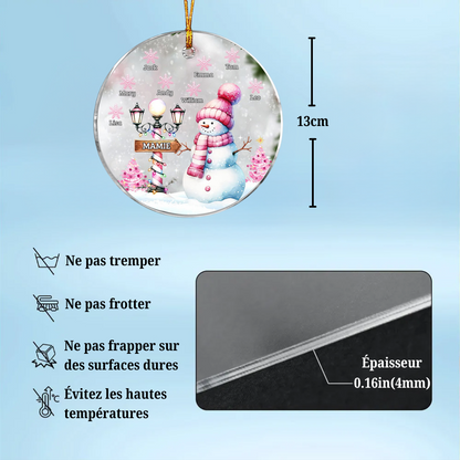 Pendentif personnalisé Bonhomme de neige - Décorations de Noël Magie d'hiver de grand-mère