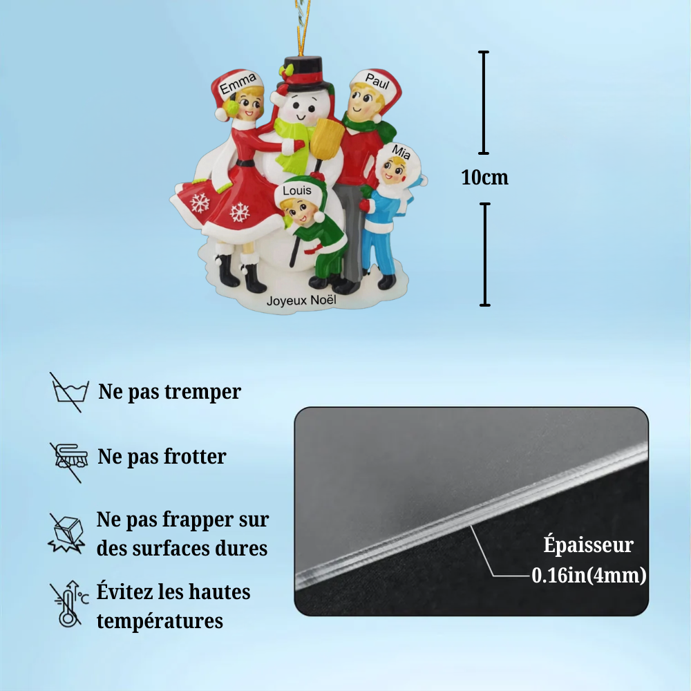 Décorations de Noël Famille avec bonhomme de neige 3-6 noms
