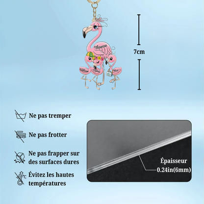 Porte-clés acrylique flamant rose pour maman et grand-mère