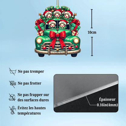 La famille de bonhommes de neige – Ornement en acrylique pour sapin de Noël