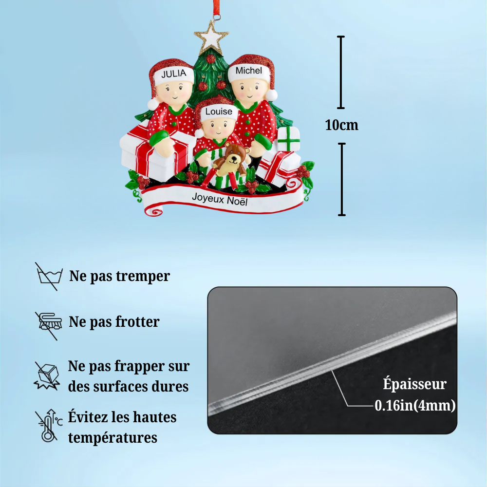 Décorations de Noël Famille Famille en ouvrant les cadeaux 2-6 noms