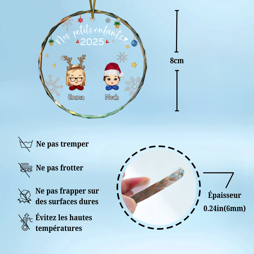 Petits-enfants - Pendentif en verre personnalisé Décoration de Noël pour grand-père et grand-mère
