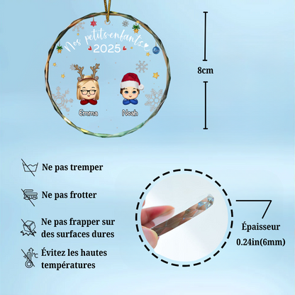 Petits-enfants - Pendentif en verre personnalisé Décoration de Noël pour grand-père et grand-mère