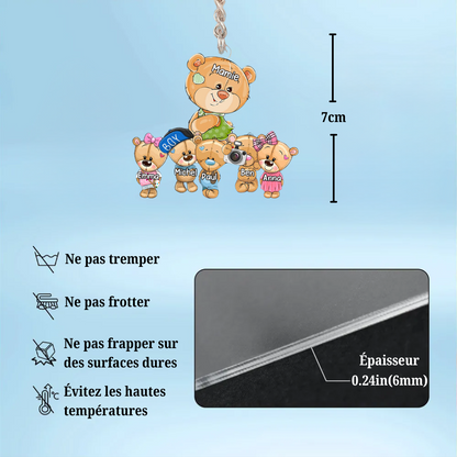 Porte-clés en acrylique avec poupée ours