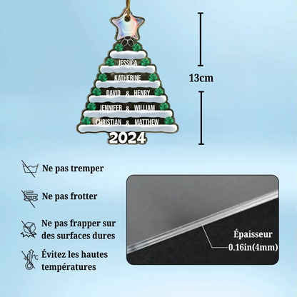 2024 Décorations d'arbre de Noël familiales personnalisées avec 1-10 noms