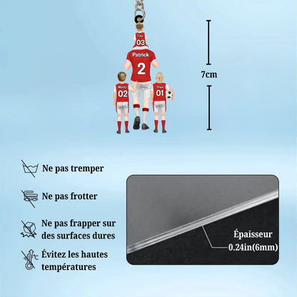Équipe de football de papa Porte-clés père et enfants