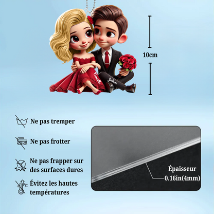 Porte-voiture en acrylique – Cadeau personnalisé pour couple