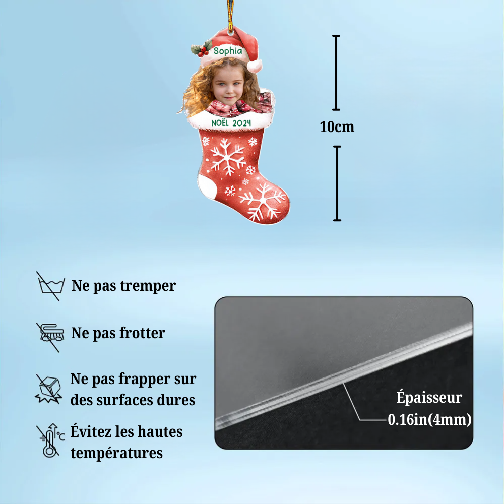 Chaussettes de Noël - Décoration de sapin personnalisée avec photo