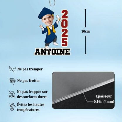 Ornement photo personnalisé avec année et prénom pour la remise des diplômes