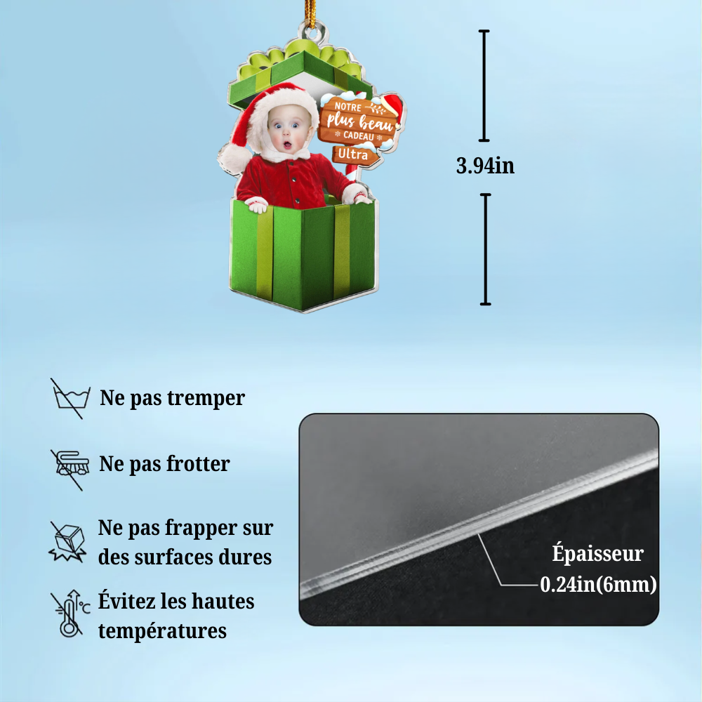 Bébé photo cadeau acrylique Décorations d'arbre de Noël Pendentif de Noël