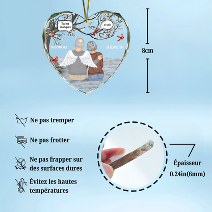 Ornement en verre en forme de cœur – Cadeau de deuil