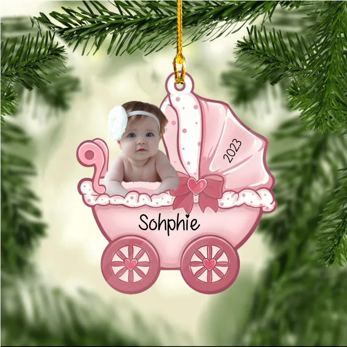 Poussette pour Bébé Photo Ornement de Noël