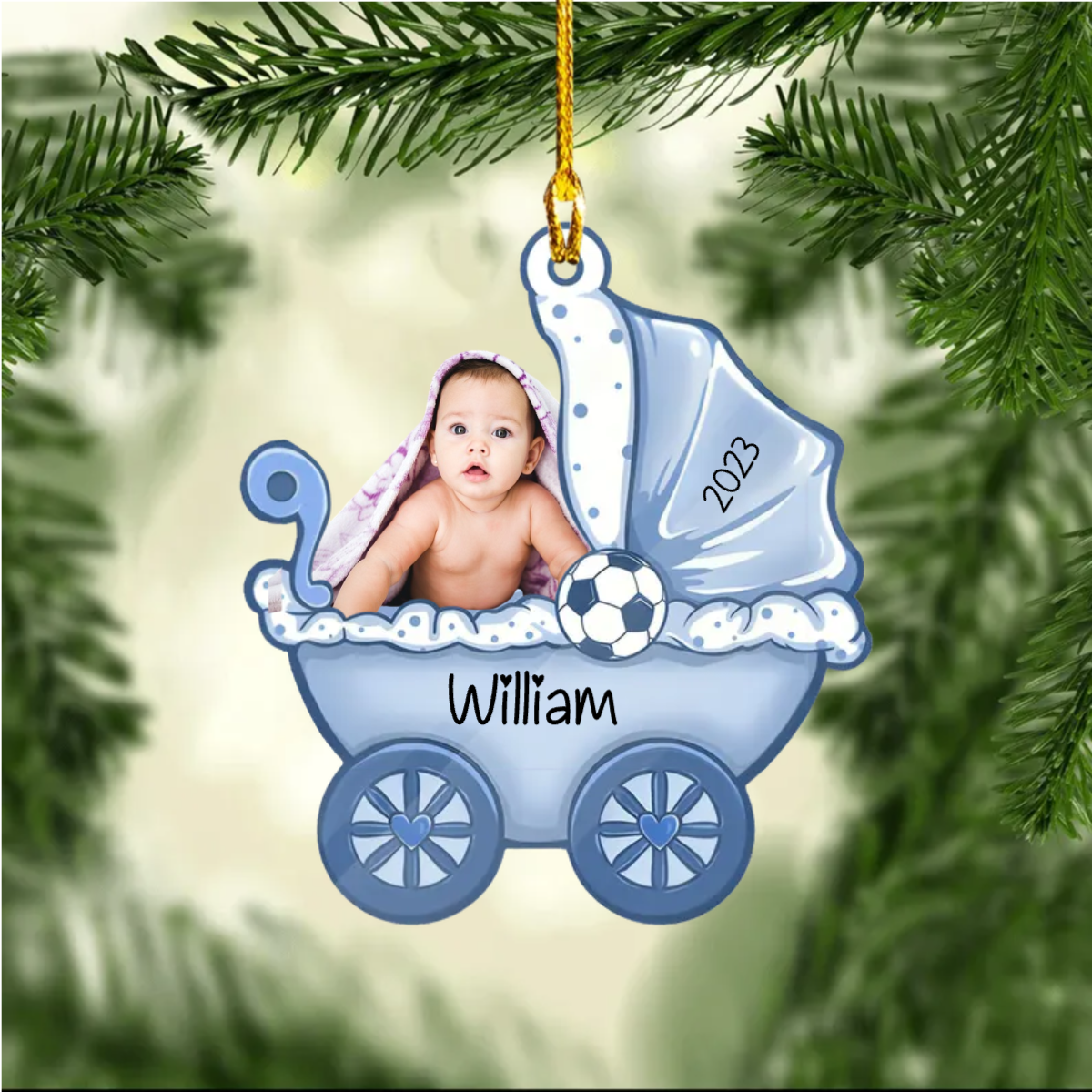 Poussette pour Bébé Photo Ornement de Noël