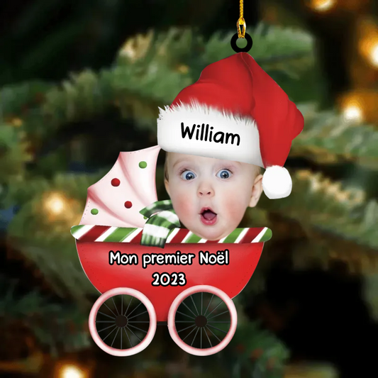 Photo de bébé Poussette de bébé Décorations de Noël avec nom Décorations d'acyle