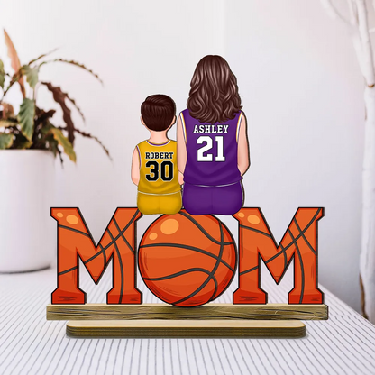Maman de basketteur – Plaque en bois personnalisée MOM