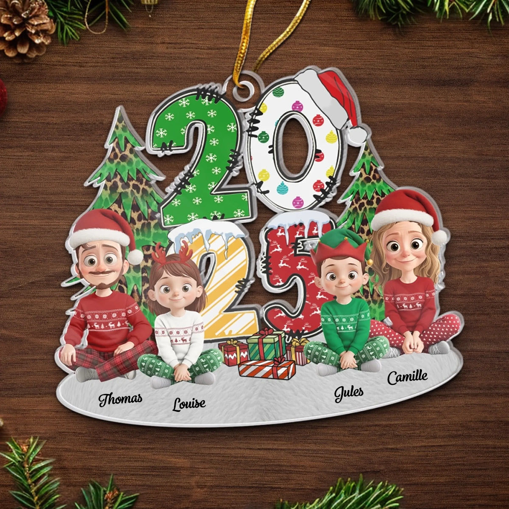 2025 Décoration personnalisée pour sapin de Noël avec famille, ornement en acrylique