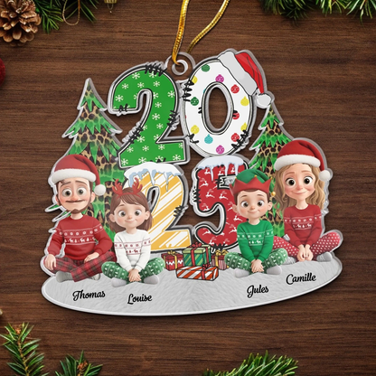 2025 Décoration personnalisée pour sapin de Noël avec famille, ornement en acrylique