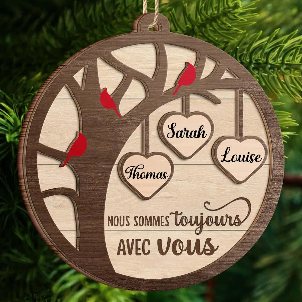 Décoration commémorative en bois à 2 couches personnalisée – Orement de Noël avec cardinal