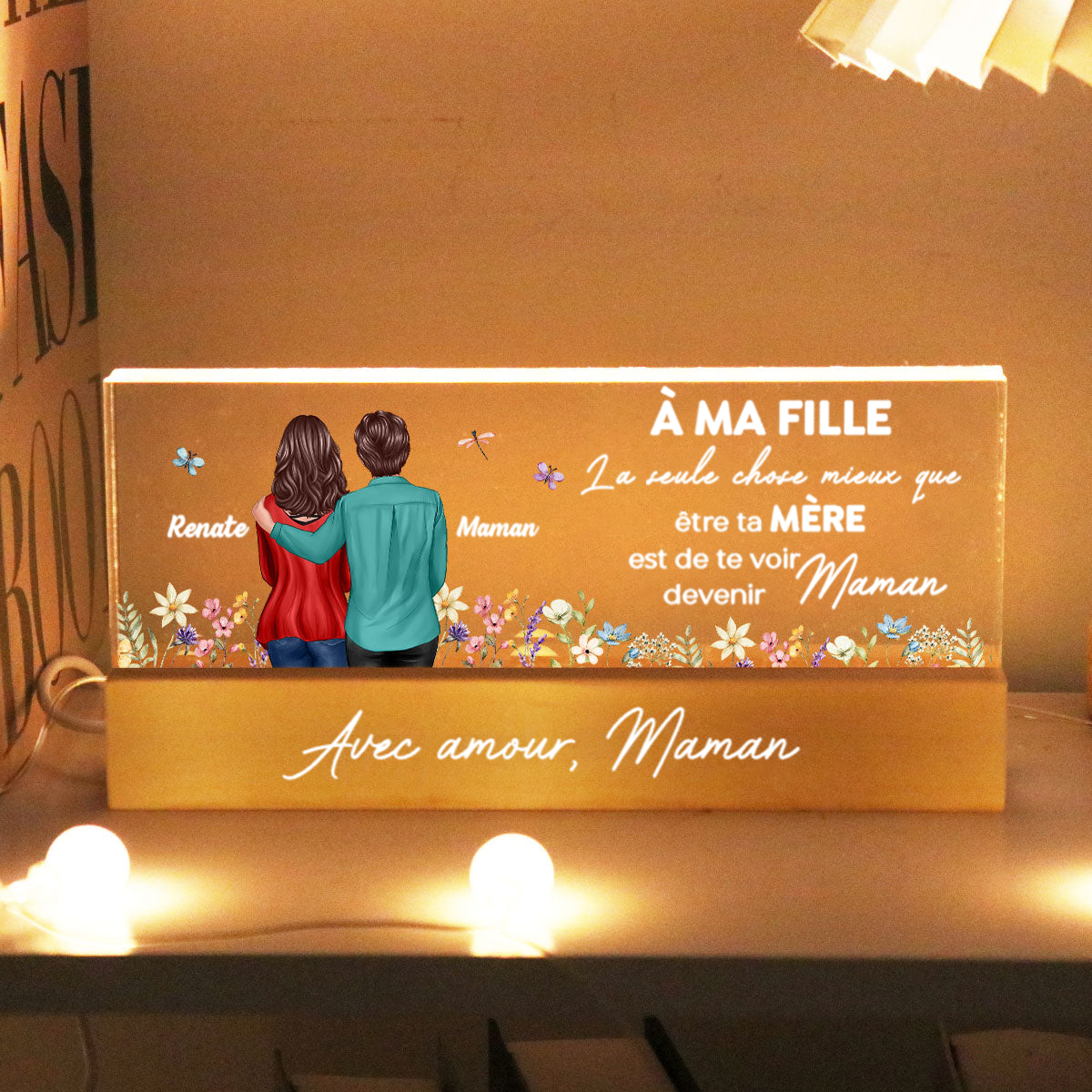 Lampe de nuit personnalisée pour la fille pour la fête des mères