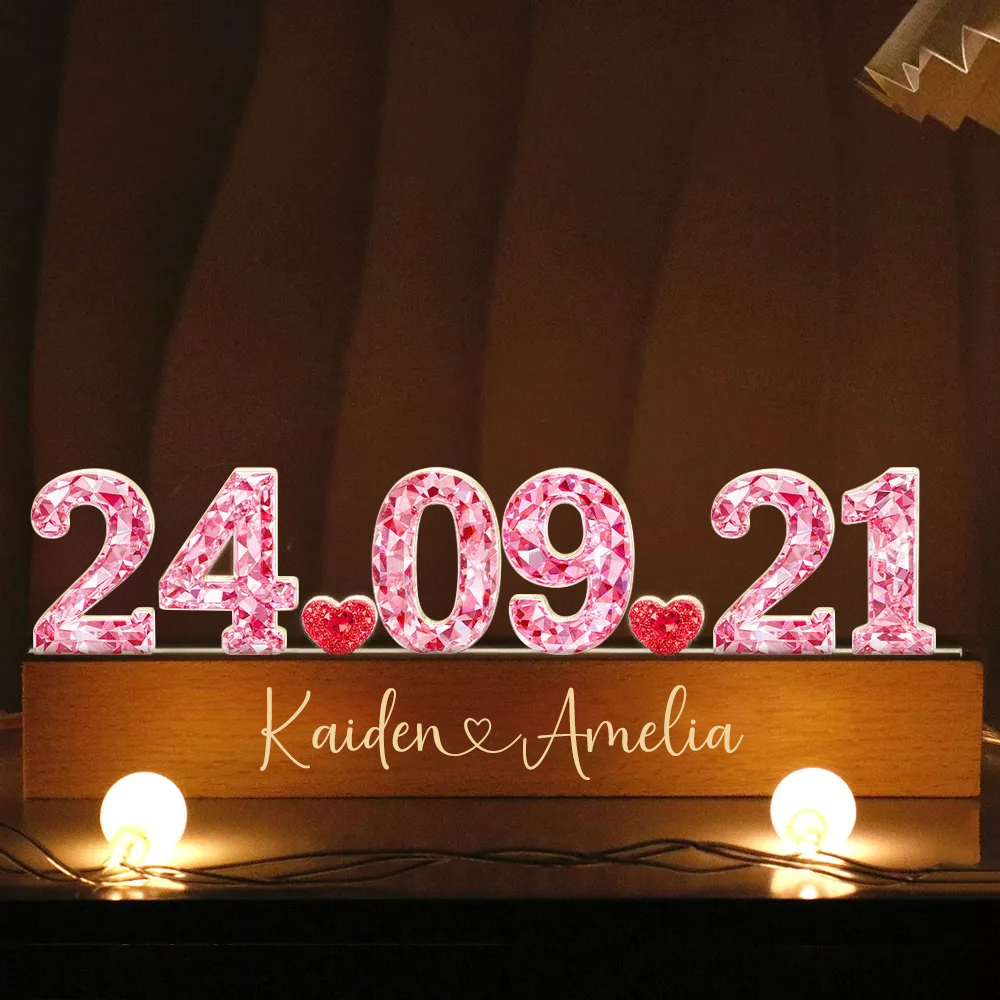 Anniversaire - Veilleuse LED personnalisée avec effet cristal Cadeau pour couple