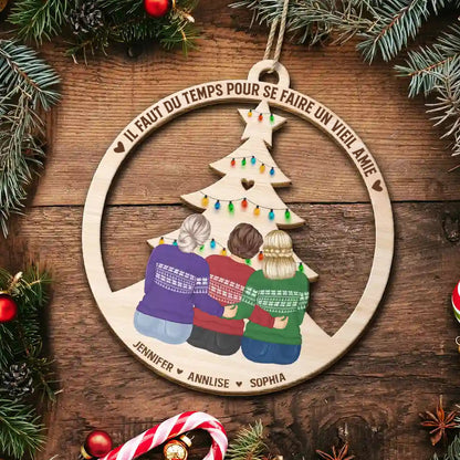 Orement en bois avec 2 à 6 femmes Décoration de Noël  pour meilleures amies