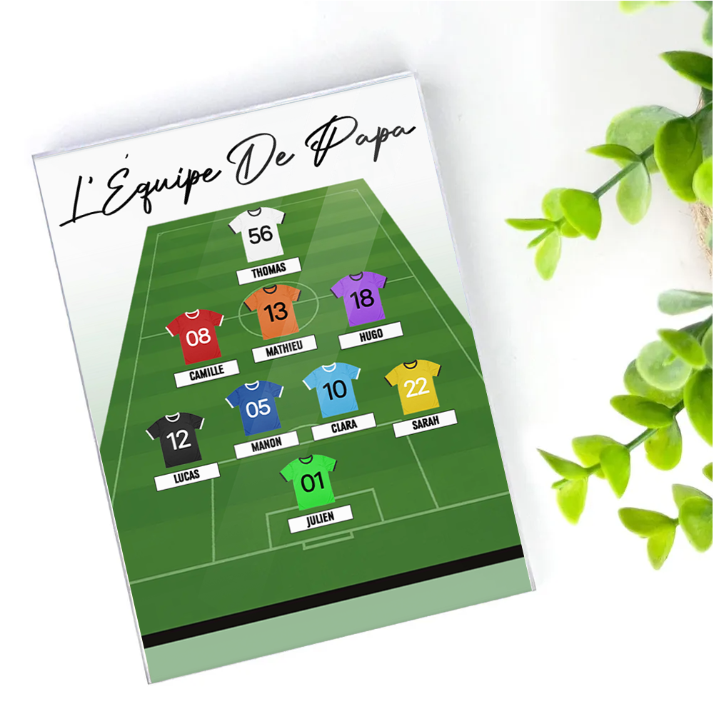 Bloc en acrylique personnalisé avec maillots de football – Cadeau pour papa et les fans de football
