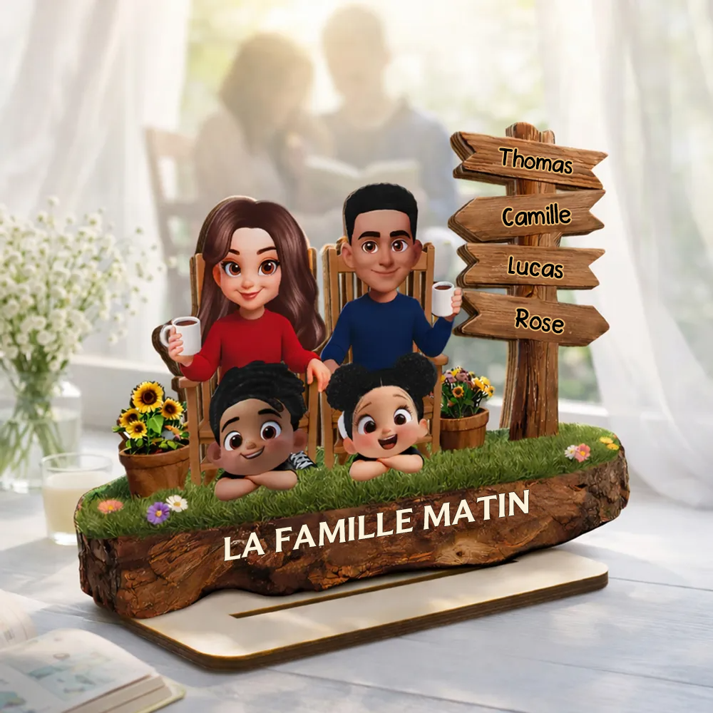 Décoration en bois personnalisé avec parents et enfants – Cadeau pour papa, maman, mamie et papi