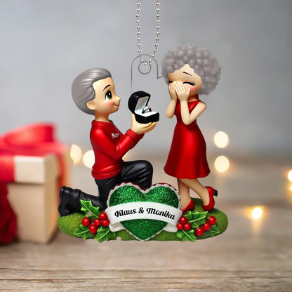Demande en mariage – Pendentif en acrylique personnalisé avec noms, cadeau pour couple