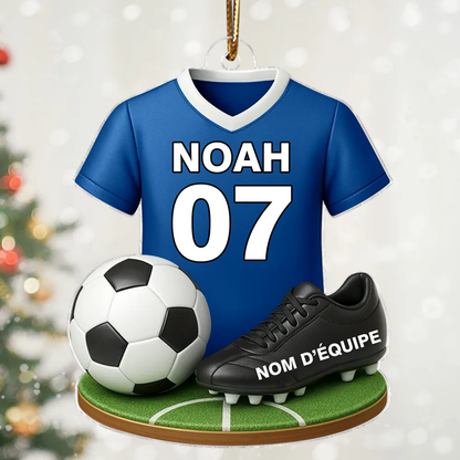 Ballon de football / basketball et maillot – Pendentif en acrylique personnalisé avec prénom et couleur