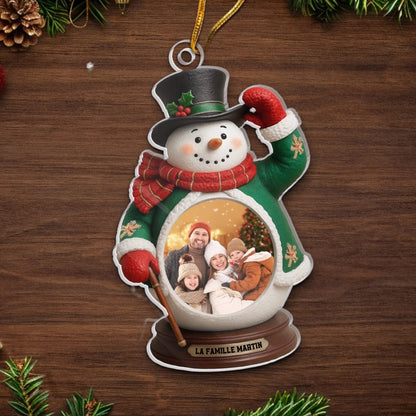 Orement personnalisée pour de Noël avec photo Ornement photo acrylique avec bonhomme de neige