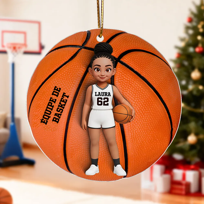 Pendentif en acrylique personnalisé avec enfant basketteur – Cadeau pour garçon et fille de basketball