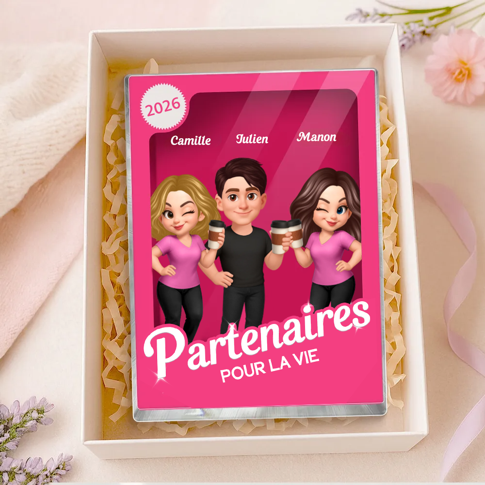 « Partenaires pour la vie » – Bloc en acrylique personnalisé avec 2 à 6 personnages – Cadeau pour couple et amis
