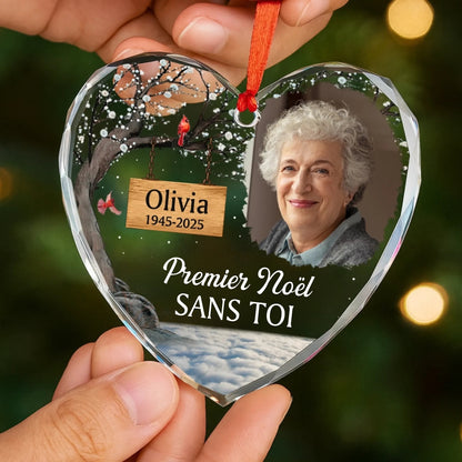 Premier Noël sans toi- ornement en verre  avec photo Décoration de Noël