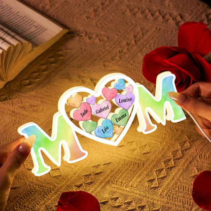 Boîte lumineuse MOM personnalisée avec prénom Cadeau pour maman