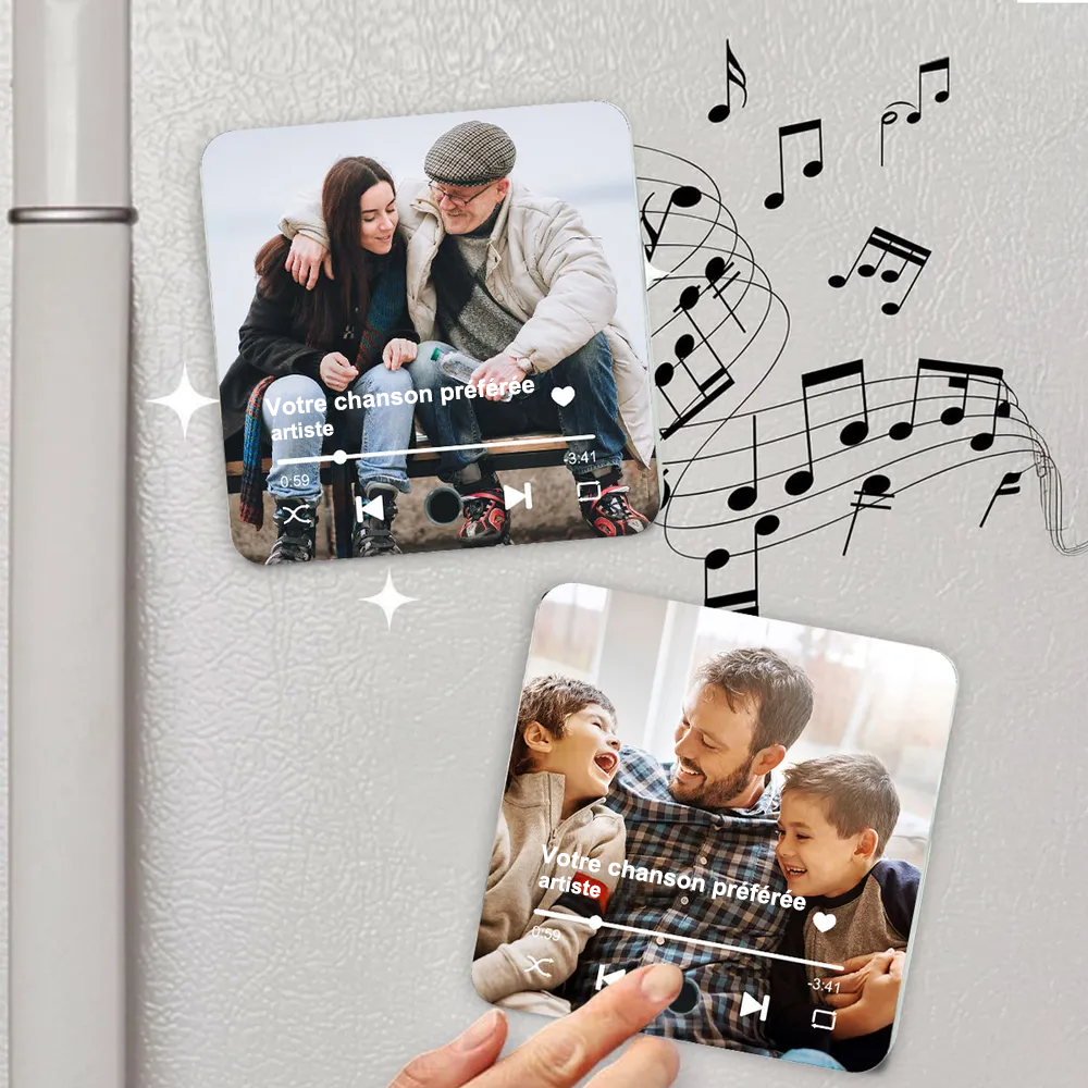 Aimants acryliques musicaux avec photo et chanson Cadeau pour la famille