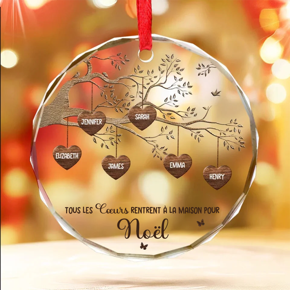 Pendentif de Noël personnalisé Arbre généalogique avec noms pour la famille