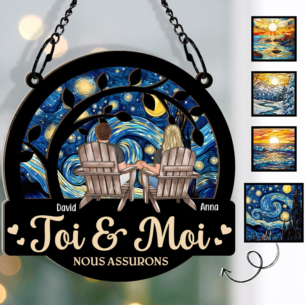 Toi et moi -Fenêtres acryliques personnalisées Ornement attrape-soleil