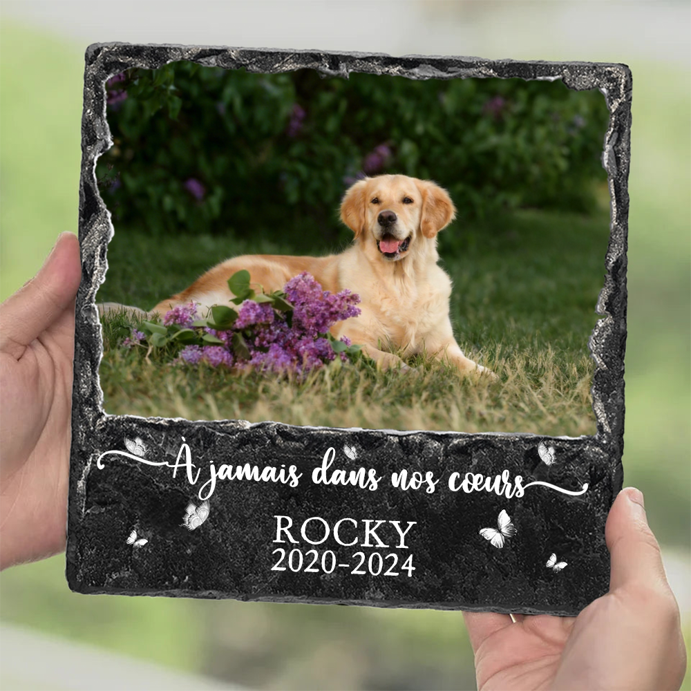 Plaque en ardoise personnalisée avec photo et message – Cadeau commémoratif