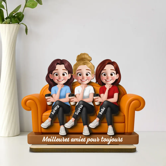 Plaque en bois personnalisée avec 2 à 5 femmes – Cadeau pour sœurs et meilleures amies