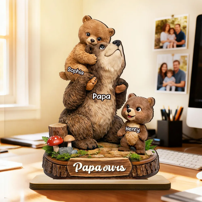 Décoration en bois personnalisé « Papa Ours » avec motif d’ours